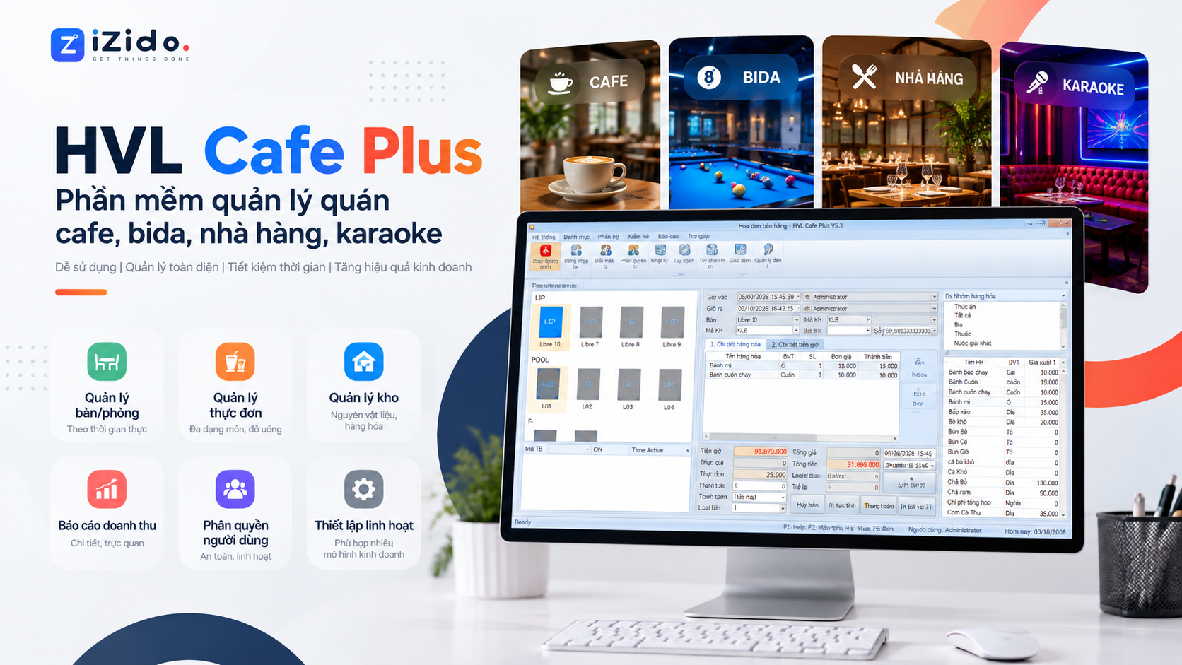 Phần mềm quản lý quán cafe, bida, nhà hàng, karaoke